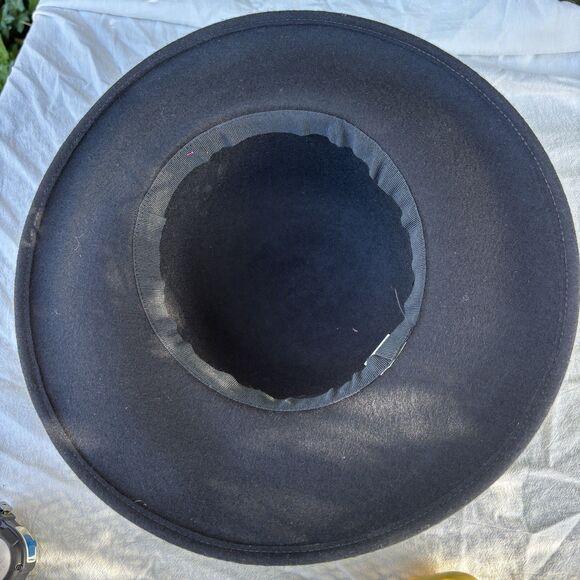 Made in Italy 100% Wool Felt Black Wide Brim Fedora Hat Classic - Picture 5 of 8